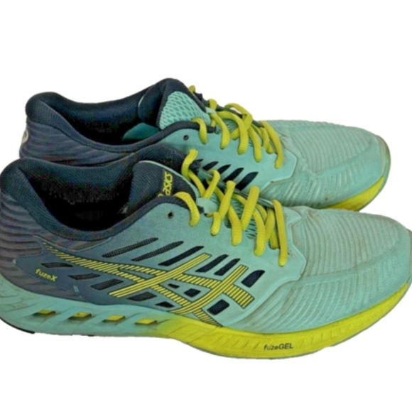Asics FuzeGel T689N Blue Green Lime Running Shoes Lace Up FuzeX Women's 8.5US - Picture 13 of 13